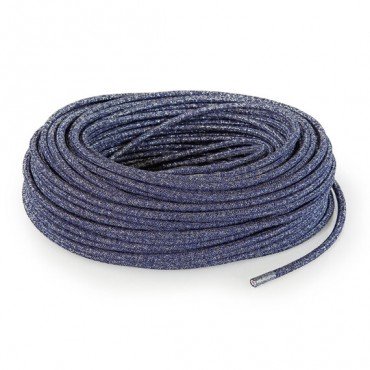 Fil électrique tissu câble rond 2x0.75 mm² Fil Électrique Tissu Bleu Brillant 2x0,75mm² - Câble Électrique Textile de Qualité