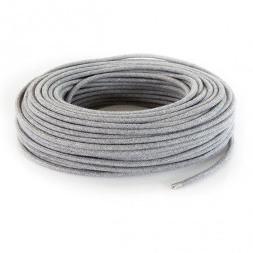 Fil électrique tissu câble rond 2x0.75 mm² Fil Électrique Tissu Gris 2x0,75mm² - Câble Électrique Textile de Qualité