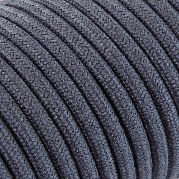 Fil électrique tissu câble rond 2x0.75 mm² Fil Électrique Tissu Graphite 2x0,75mm² - Câble Électrique Textile de Qualité