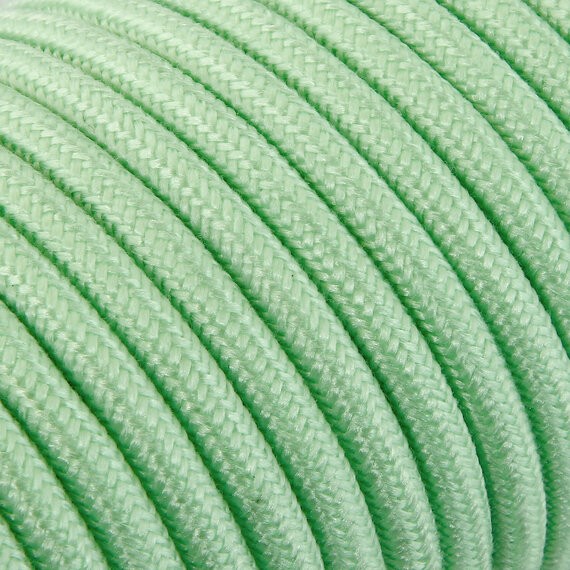 Fil électrique tissu câble rond 2x0.75 mm² Fil Électrique Tissu Vert Menthe 2x0,75mm² - Câble Électrique Textile de Qualité