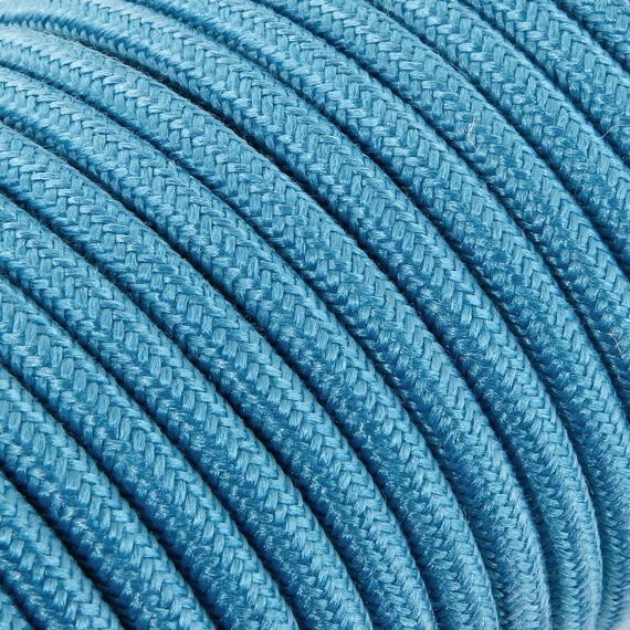 Fil électrique tissu câble rond 2x0.75 mm² Fil Électrique Tissu Bleu Turquoise 2x0,75mm² - Câble Électrique Textile de Qualité