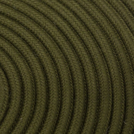 Fil électrique tissu câble rond 2x0.75 mm² Fil Électrique Tissu Vert Kaki 2x0,75mm² - Câble Électrique Textile de Qualité