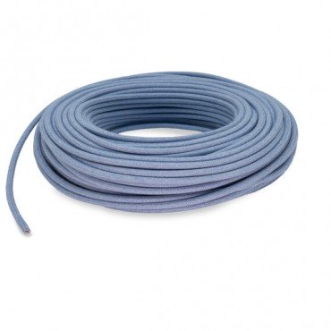 Fil électrique tissu câble rond 2x0.75 mm² Fil Électrique Tissu Bleu Bleuet 2x0,75mm² - Câble Électrique Textile de Qualité