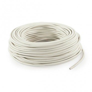 Fil électrique tissu câble rond 2x0.75 mm² Fil Électrique Tissu Blanc Cassé 2x0,75mm² - Câble Électrique Textile de Qualité