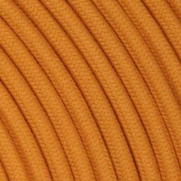 Fil électrique tissu câble rond 2x0.75 mm² Fil Électrique Tissu Orange Miel 2x0,75mm² - Câble Électrique Textile de Qualité