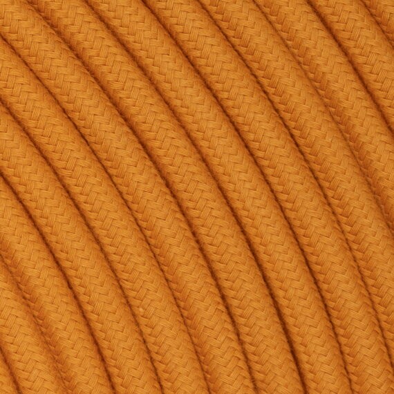 Fil électrique tissu câble rond 2x0.75 mm² Fil Électrique Tissu Orange Miel 2x0,75mm² - Câble Électrique Textile de Qualité
