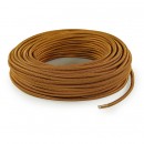 Fil électrique tissu câble rond 2x0.75 mm² Fil Électrique Tissu Cognac 2x0,75mm² - Câble Électrique Textile de Qualité