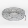 Fil électrique tissu câble rond 2x0.75 mm² Fil Électrique Tissu Crème et Graphite 2x0,75mm² - Câble Électrique Textile de Qua...