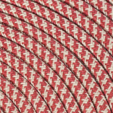 Fil électrique tissu câble rond 2x0.75 mm² Fil Électrique Tissu Beige et Rouge 2x0,75mm² - Câble Électrique Textile de Qualité