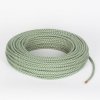 Fil électrique tissu câble rond 2x0.75 mm² Fil Électrique Tissu Beige et Vert 2x0,75mm² - Câble Électrique Textile de Qualité