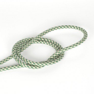 Fil électrique tissu câble rond 2x0.75 mm² Fil Électrique Tissu Beige et Vert 2x0,75mm² - Câble Électrique Textile de Qualité