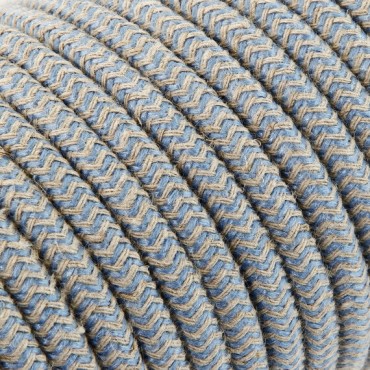 Fil électrique tissu câble rond 2x0.75 mm² Fil Électrique Tissu Beige et Bleu 2x0,75mm² - Câble Électrique Textile de Qualité