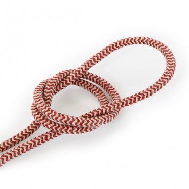 Fil électrique tissu câble rond 2x0.75 mm² Fil Électrique Tissu Beige et Rouge et Blanc 2x0,75mm² - Câble Électrique Textile ...