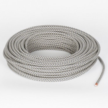 Fil électrique tissu câble rond 2x0.75 mm² Fil Électrique Tissu Lin et Bleu 2x0,75mm² - Câble Électrique Textile de Qualité