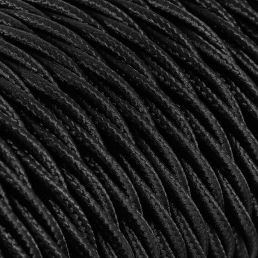 Fil électrique tissu torsadé 2x0.75 mm² Câble Textile Torsadé Noir - 2x0.75mm²