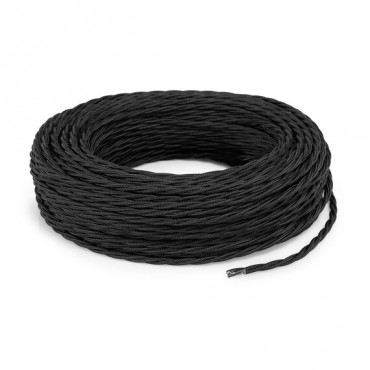 Fil électrique tissu torsadé 2x0.75 mm² Câble Textile Torsadé Noir 2x0.75mm² - Fil Electrique Tissu