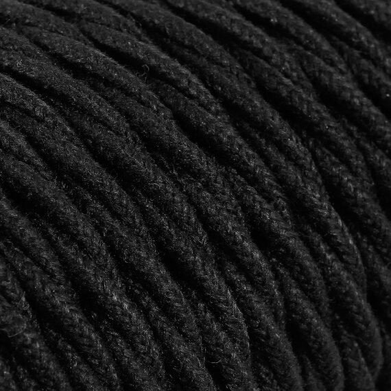 Fil électrique tissu torsadé 2x0.75 mm² Câble Textile Torsadé Lin Noir 2x0.75mm² - Fil Electrique Tissu