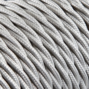 Fil électrique tissu torsadé 2x0.75 mm² Câble Textile Torsadé Argent - 2x0.75mm²