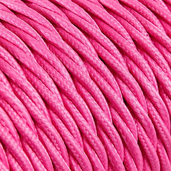 Fils électriques tissu Câble Textile Torsadé Rose 2x0.75mm² - Fil Electrique Tissu