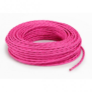 Fils électriques tissu Câble Textile Torsadé Rose 2x0.75mm² - Fil Electrique Tissu