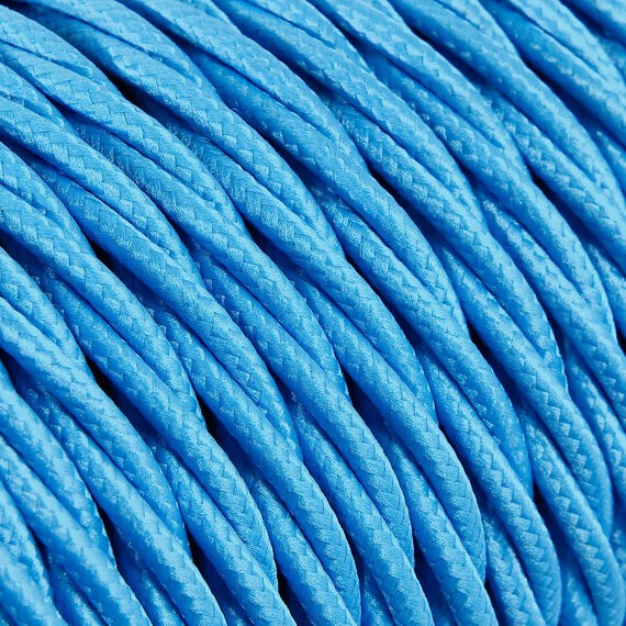 Fil électrique tissu torsadé 2x0.75 mm² Câble Textile Torsadé Bleu - 2x0.75mm²