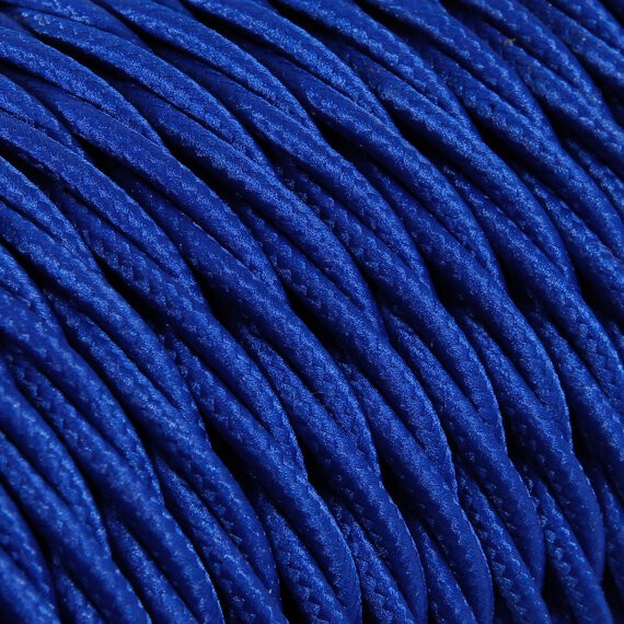 Fil électrique tissu torsadé 2x0.75 mm² Câble Textile Torsadé Bleu Italien - 2x0.75mm²