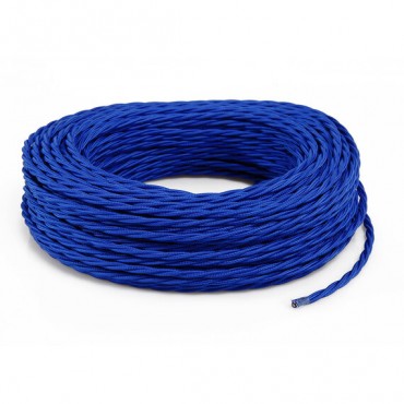 Fil électrique tissu torsadé 2x0.75 mm² Câble Textile Torsadé Bleu Italien - 2x0.75mm²
