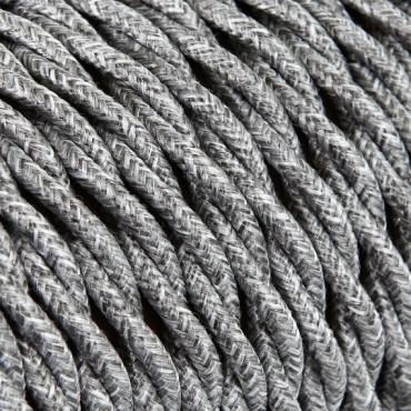 Fil électrique tissu torsadé 2x0.75 mm² Câble Textile Torsadé Lin Gris - 2x0.75mm²