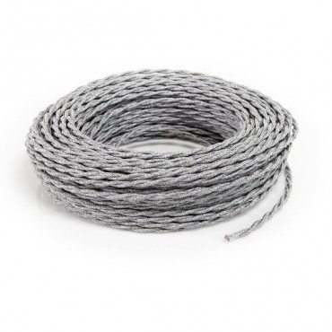 Fil électrique tissu torsadé 2x0.75 mm² Câble Textile Torsadé Lin Gris 2x0.75mm² - Fil Electrique Tissu