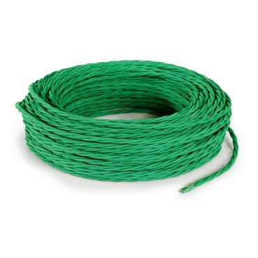 Fil électrique tissu torsadé 2x0.75 mm² Câble Textile Torsadé Vert 2x0.75mm² - Fil Electrique Tissu