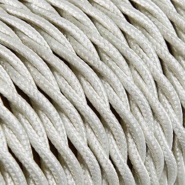Fil électrique tissu torsadé 2x0.75 mm² Câble Textile Torsadé Ivoire - 2x0.75mm²