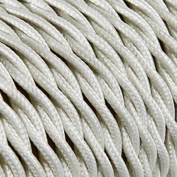 Fil électrique tissu torsadé 2x0.75 mm² Câble Textile Torsadé Ivoire - 2x0.75mm²