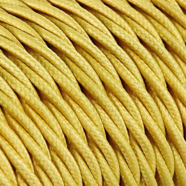Fil électrique tissu torsadé 2x0.75 mm² Câble Textile Torsadé Jaune - 2x0.75mm²