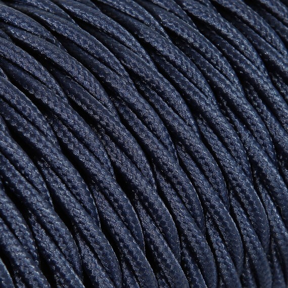 Fil électrique tissu torsadé 2x0.75 mm² Câble Textile Torsadée Bleu Abysse - 2x0.75mm²