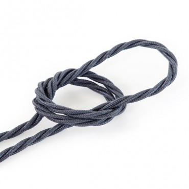 Fil électrique tissu torsadé 2x0.75 mm² Câble Textile Torsadé Gris - 2x0.75mm²