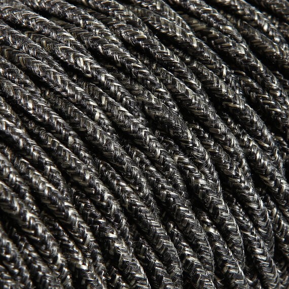 Fil électrique tissu torsadé 2x0.75 mm² Câble Textile Torsadé Toile Gris Foncé 2x0.75mm² - Fil Electrique Tissu