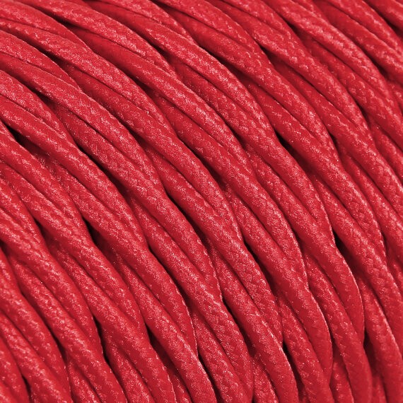 Fil électrique tissu torsadé 3x0.75 mm² Câble Electrique Rouge en Textile Torsadé 3x0.75mm² - Fil Electrique Tissu