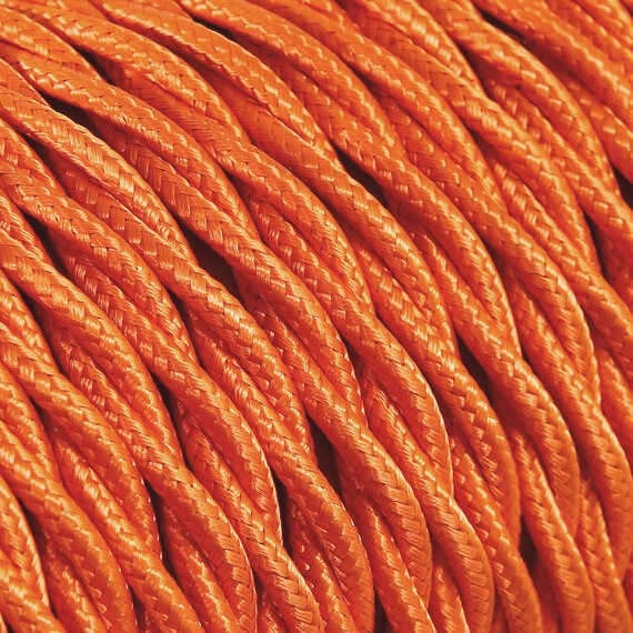 Fil électrique tissu torsadé 3x0.75 mm² Câble Electrique Orange en Textile Torsadé 3x0.75mm² - Fil Electrique Tissu