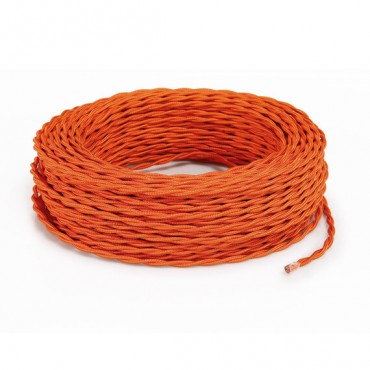 Fil électrique tissu torsadé 3x0.75 mm² Câble Electrique Orange en Textile Torsadé 3x0.75mm² - Fil Electrique Tissu