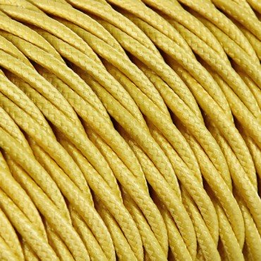 Fil électrique tissu torsadé 3x0.75 mm² Câble Electrique Jaune en Textile Torsadé 3x0.75mm² - Fil Electrique Tissu