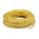 Fil électrique tissu torsadé 3x0.75 mm² Câble Electrique Jaune en Textile Torsadé 3x0.75mm² - Fil Electrique Tissu