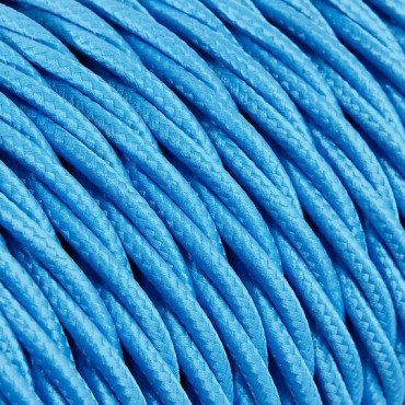 Fil électrique tissu torsadé 3x0.75 mm² Câble Electrique Bleu en Textile Torsadé 3x0.75mm² - Fil Electrique Tissu