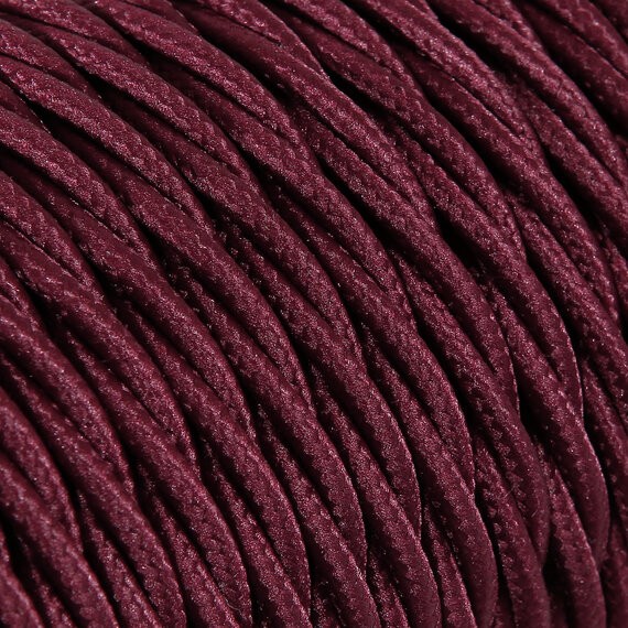 Fil électrique tissu torsadé 3x0.75 mm² Câble Electrique Bordeaux en Textile Torsadé 3x0.75mm² - Fil Electrique Tissu
