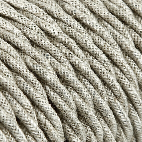 Fil électrique tissu torsadé 3x0.75 mm² Câble Electrique Toile Beige en Textile Torsadé 3x0.75mm² - Fil Electrique Tissu