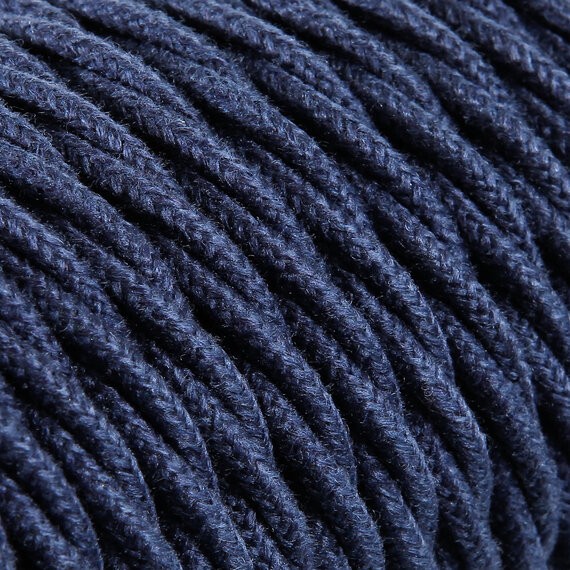 Fil électrique tissu torsadé 3x0.75 mm² Câble Electrique Jeans en Textile Torsadé 3x0.75mm² - Fil Electrique Tissu