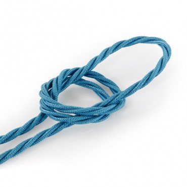 Fil électrique tissu torsadé 3x0.75 mm² Câble Electrique Turquoise en Textile Torsadé 3x0.75mm² - Fil Electrique Tissu