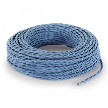Fil électrique tissu torsadé 3x0.75 mm² Câble Electrique Bleu en Textile Torsadé 3x0.75mm² - Fil Electrique Tissu