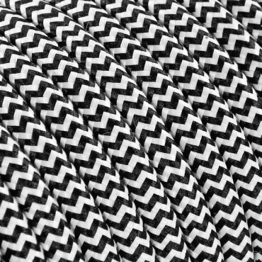 Fil électrique - câble électrique textile grande section Câble Textile Noir et Blanc 3x1.5mm² - Alliez Style et Puissance dan...