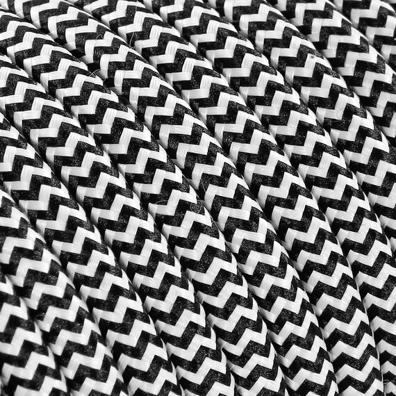 Fil électrique - câble électrique textile grande section Câble Textile Noir et Blanc 3x1.5mm² - Alliez Style et Puissance dan...