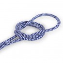 Fil électrique tissu - câble rond 3x0.75 mm² Fil Électrique Tissu Bleu et Blanc 3x0,75mm² - Câble Électrique Textile de Qualité